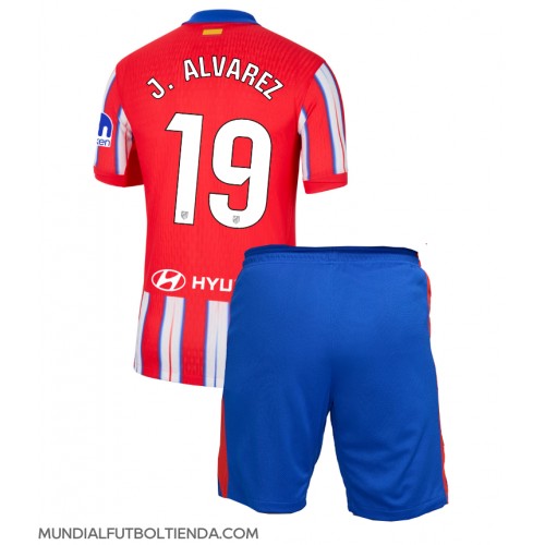 Camiseta Atletico Madrid Julian Alvarez #19 Primera Equipación Replica 2024-25 para niños mangas cortas (+ Pantalones cortos)